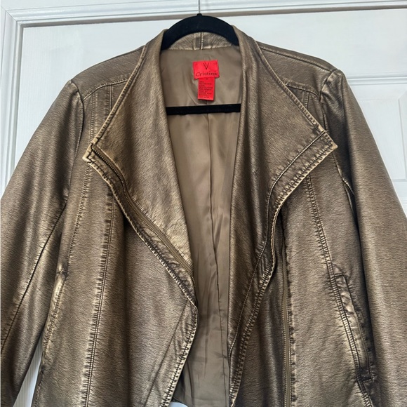 V Cristina Gold Leather Jacket - Picture 3 of 7